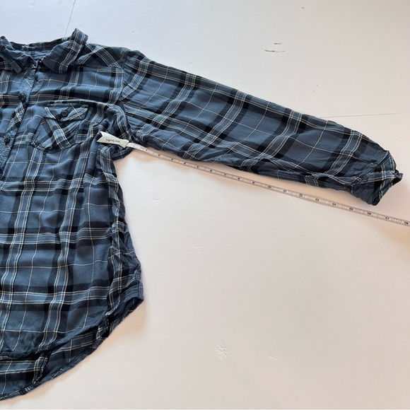 Torrid Blue Plaid Challis Button Down Long Sleeve Twill Camp Shirt Size 1X - Picture 8 of 10